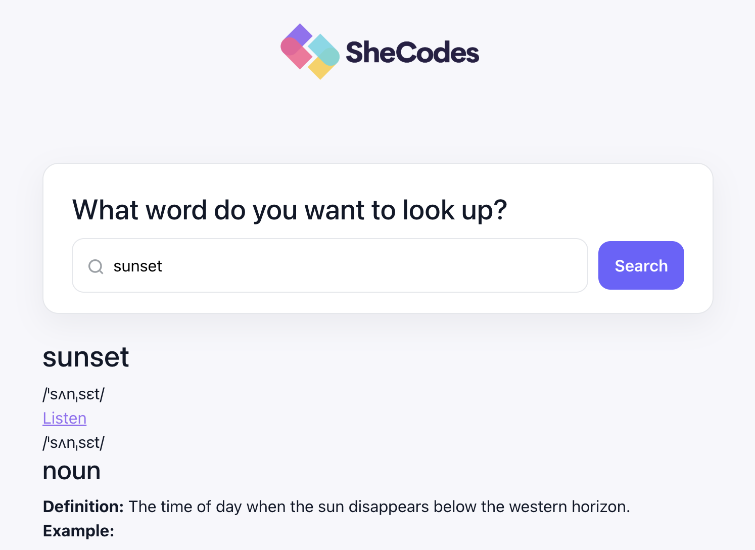Dictionary app preview