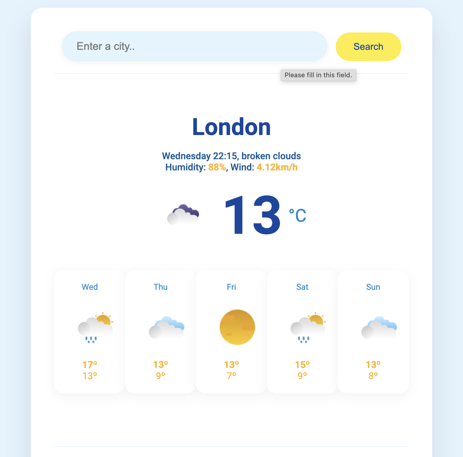 Weather app preview